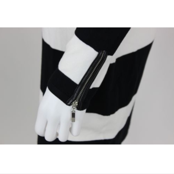 NWT INC Dress Petite M Black White Stripe L/S $99 - Picture 5 of 7